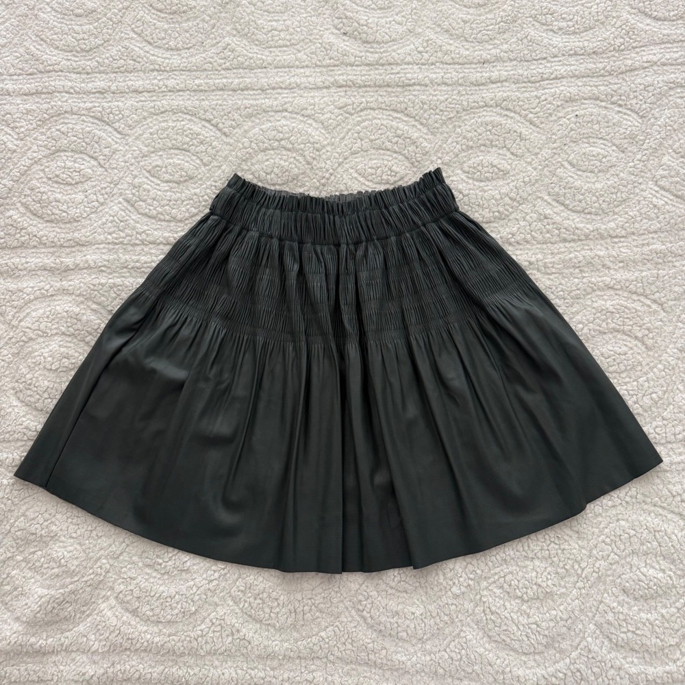 7 For All Mankind Mini Skirt Faux Leather Green Dark Academia Romantic Goth XS